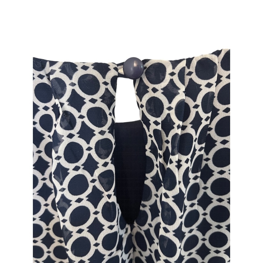 TACERA, Sheer, Lined Elastic Waist Spaghetti Strap Navy Blue White Dress Size L - Picture 5 of 5